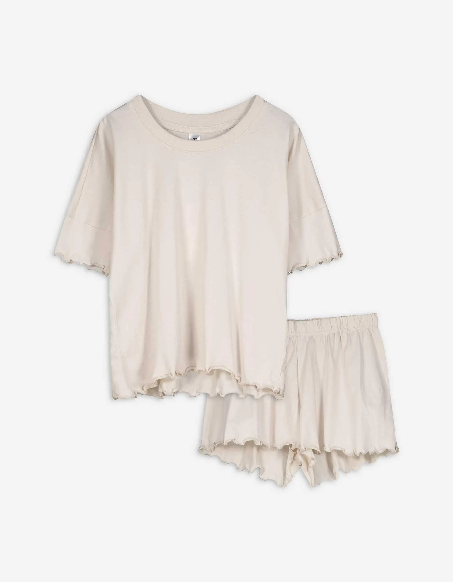 Pigiama completo (maglia + shorts) - Tinta unita - bianco