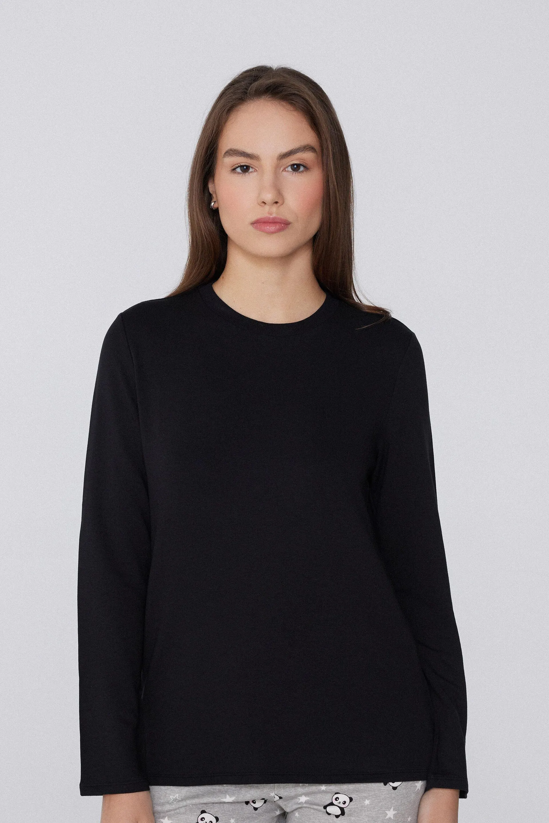 Maglia Felpata Manica Lunga Girocollo Viscosa