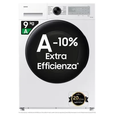 Tipo di carica Frontale - Capacità max di carico in Kg 9 - Velocità max di centrifuga (giri/min) 1400 - Nuova Classe efficienza energetica A