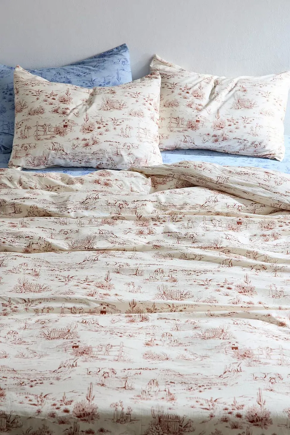 Set Copripiumino Matrimoniale Toile Western Marrone