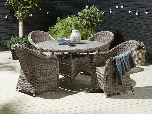 Tavolo GAMMELBY Ø130 cm + 4 Sedie GAMMELBY grigio