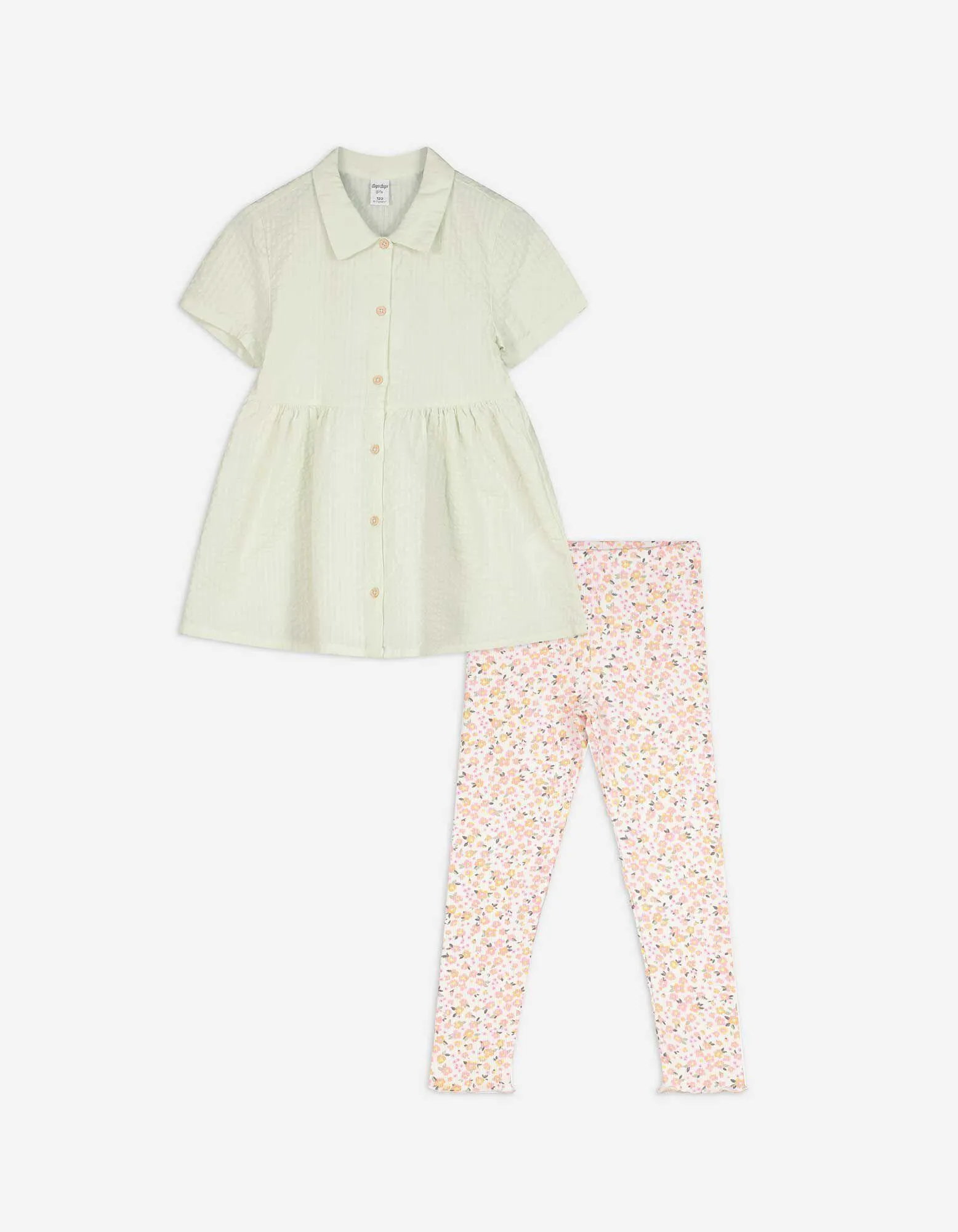 Set abito e leggings - Seersucker - verde chiaro