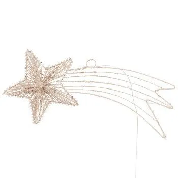 Decorazione natalizia stella cometa luminosa in metallo dorato