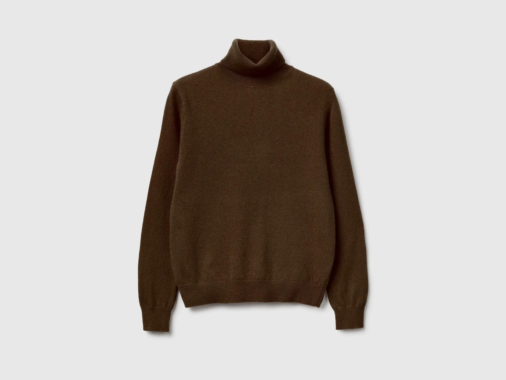 Maglione dolcevita marrone in pura lana Merino