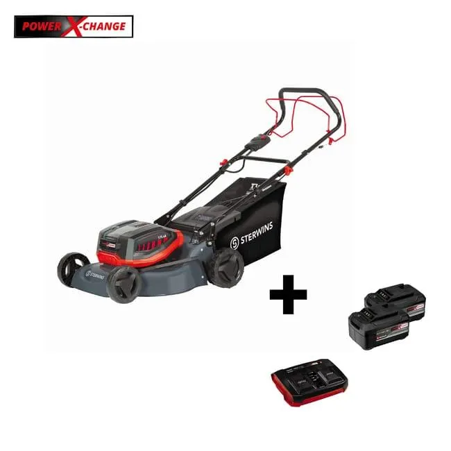 Tagliaerba a batteria a velocità non regolabile STERWINS Powerxchange 220V L 46 cm, 2 batterie incluse