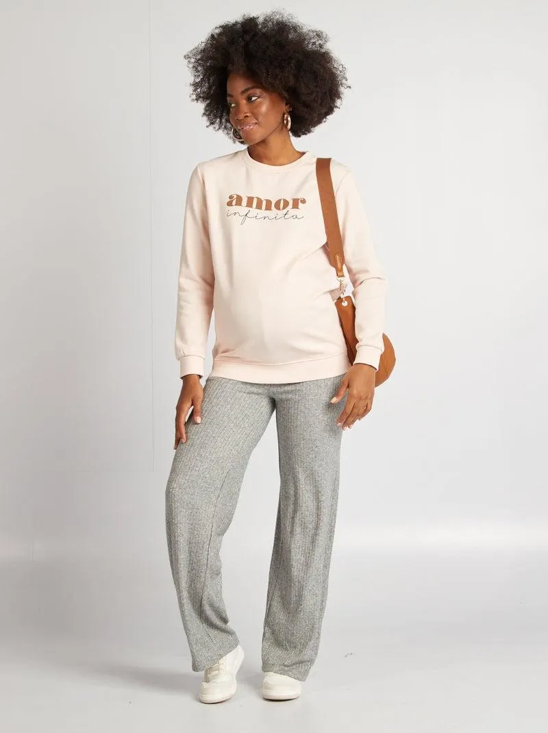 Pantaloni premaman larghi a costine - GRIGIO