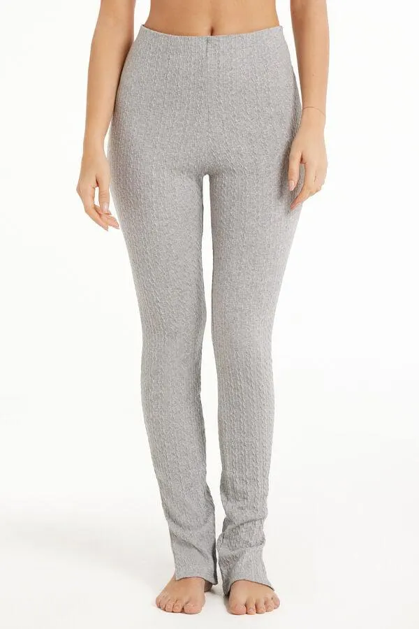 Leggings a Costine Effetto Treccia