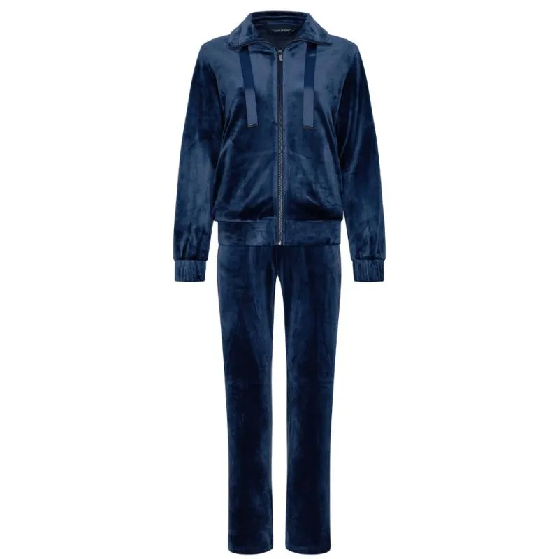 PA-85242-340-8- Pigiama con zip serie Premium in vellutino -Dark blu