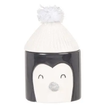 PENGUIN - Candela profumata in ceramica argentata, grigia ed écru 100g