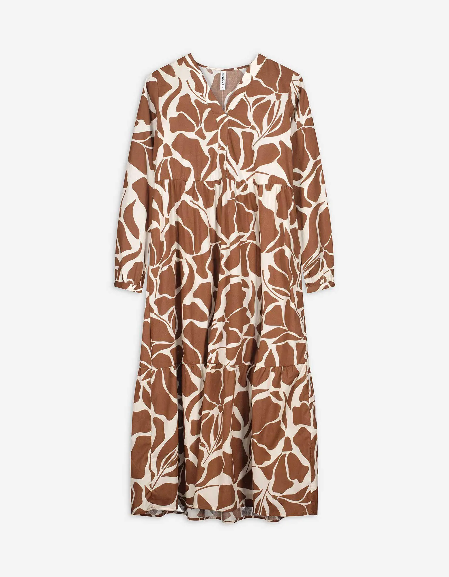 Abito svasato - Motivo allover - marrone chiaro