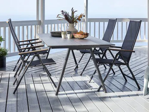 Tavolo FAUSING L220 cm + 4 Sedie BREDSTEN nero