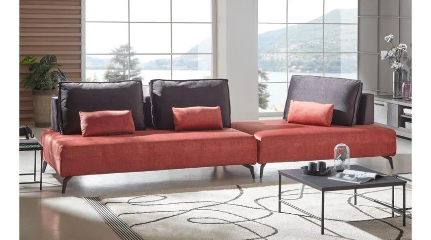 Glamour divano componibile in tessuto rosso e nero