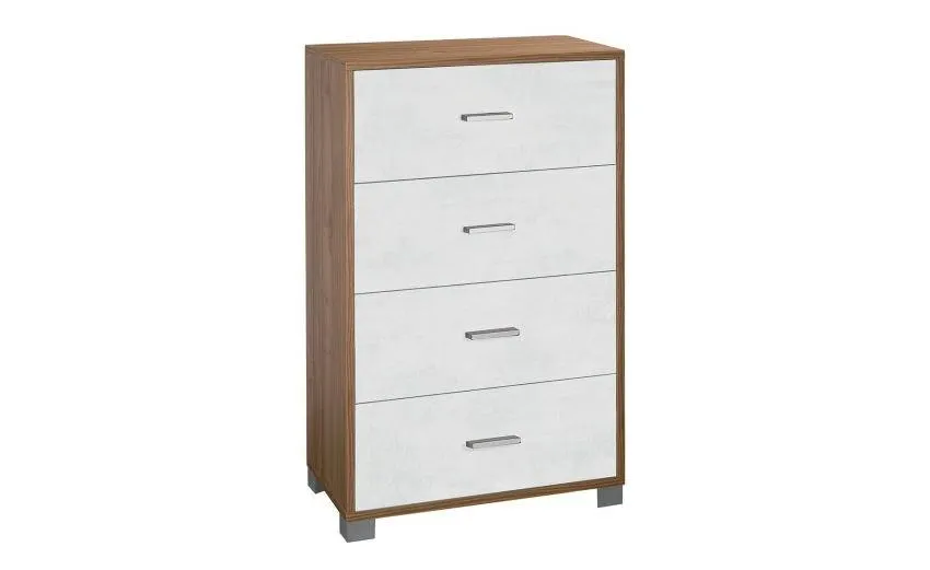 Odessa cassettiera 4 cassetti ossido nero e noce stelvio