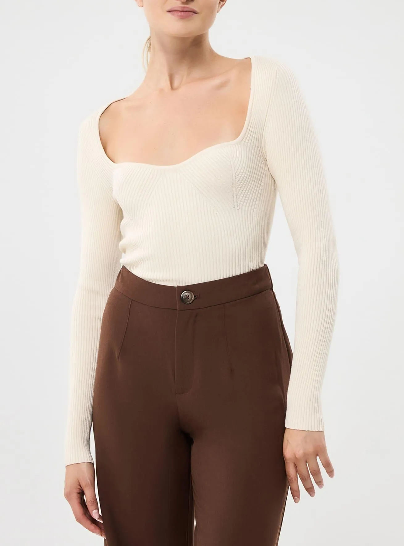 Maglia crop con scollo a cuore Avorio