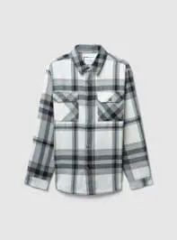 Camicia shacket in flanella a quadri Var beige