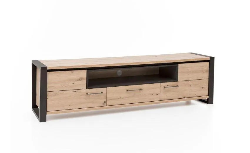 Tenerife porta TV 2 ante 1 cassetto artisan con particolari neri