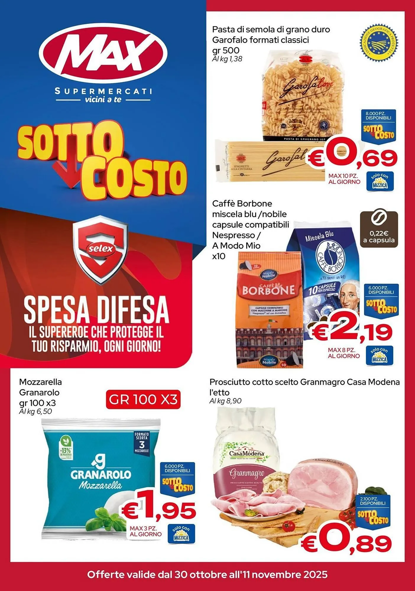 Volantino MAX Supermercati da 30 ottobre a 11 novembre di 2025 - Pagina del volantino 1