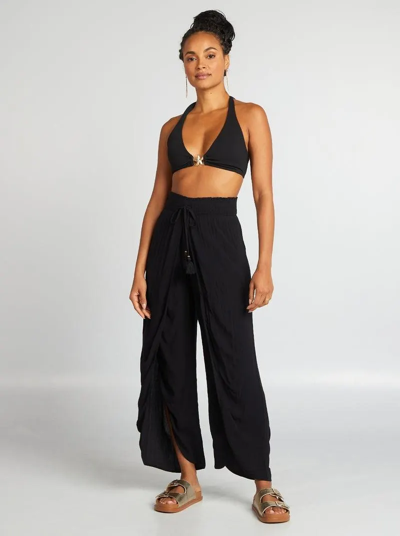 Reggiseno bikini con dettaglio stella - nero