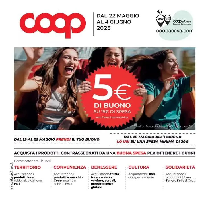 5€ di buono su 15€ di spesa da 22 maggio a 4 giugno di 2025 - Pagina del volantino 1