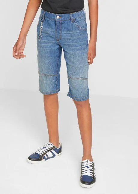 Bermuda in jeans slim fit con catenella portachiavi