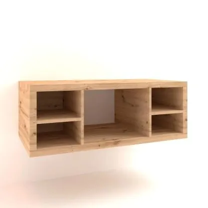 Mobile bagno base lavabo sospeso 110 cm rovere nodato/rovere vani a giorno