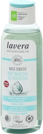 Gel doccia 2in1 Basis Sensitiv con aloe vera bio e cheratina vegetale, 250 ml