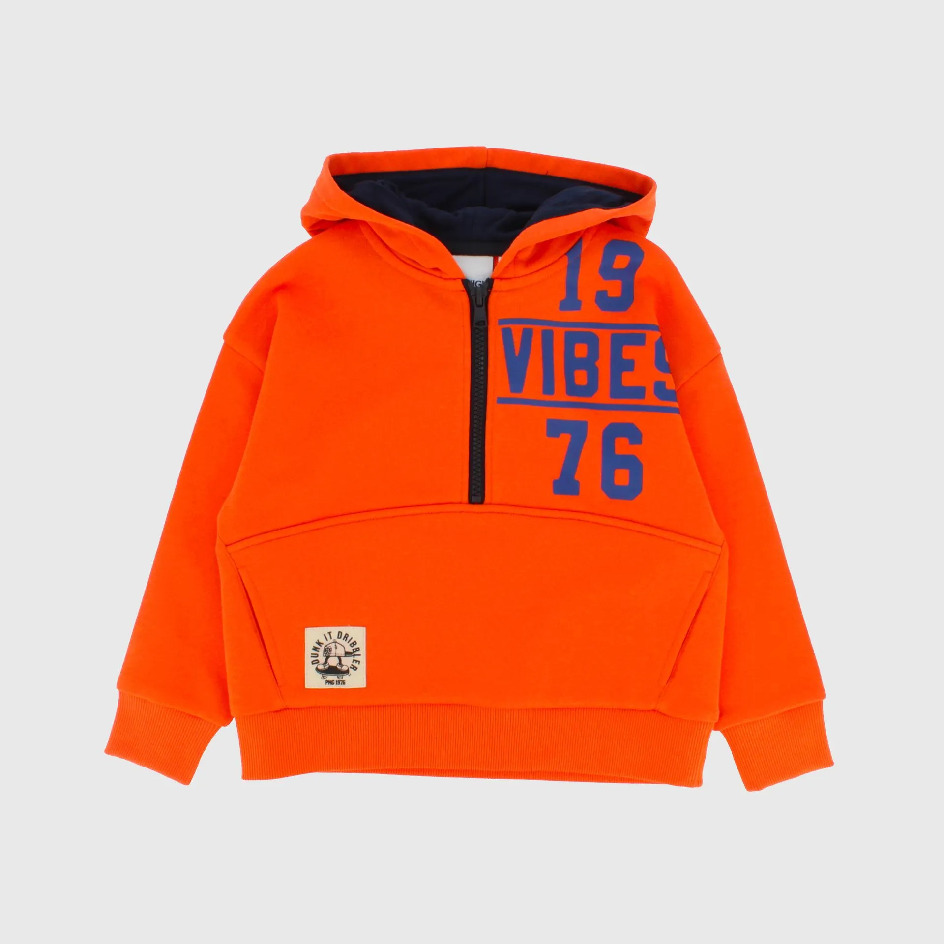 Felpa mezza zip da bambino, arancio