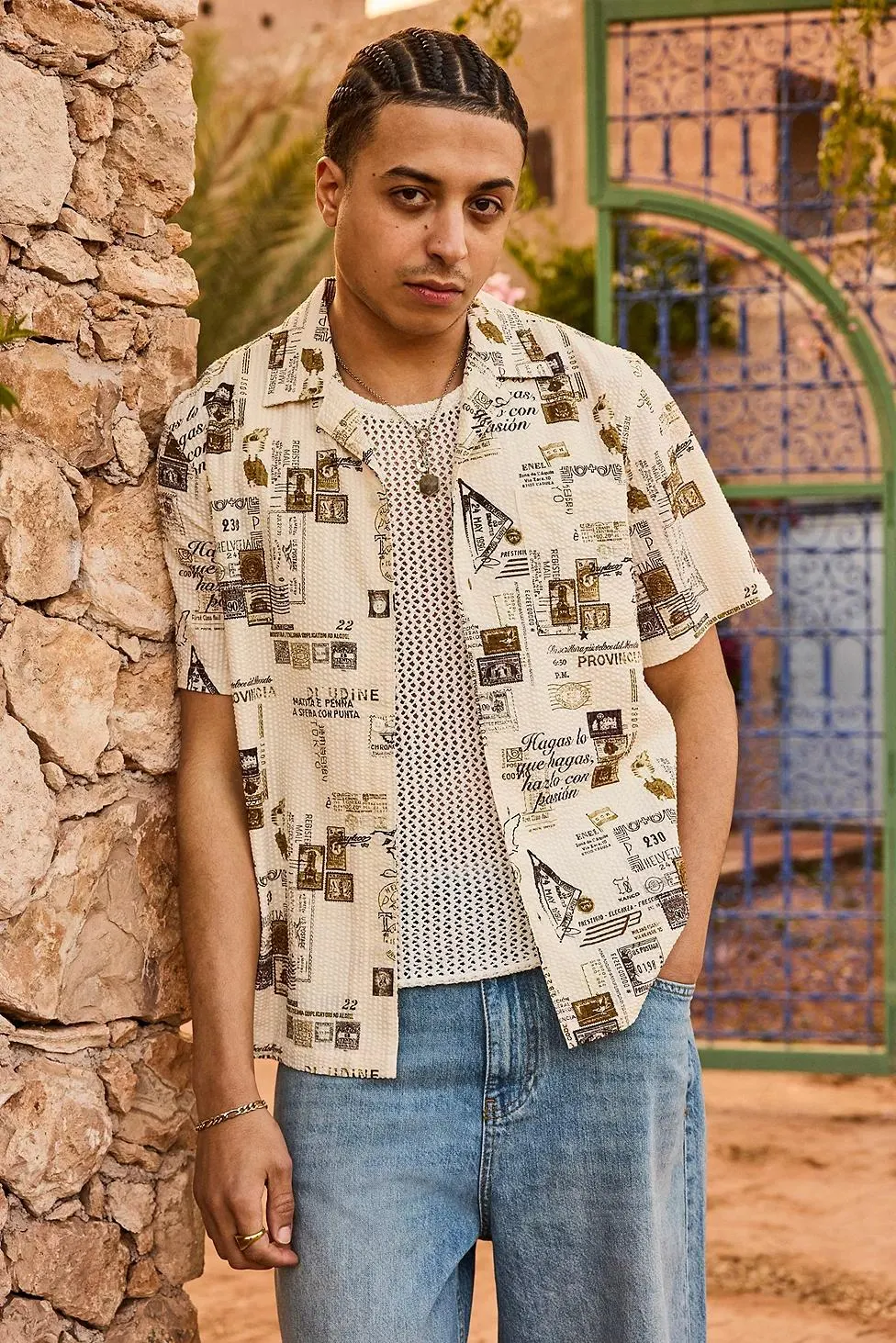 Camicia a Maniche Corte in Seersucker UO Case