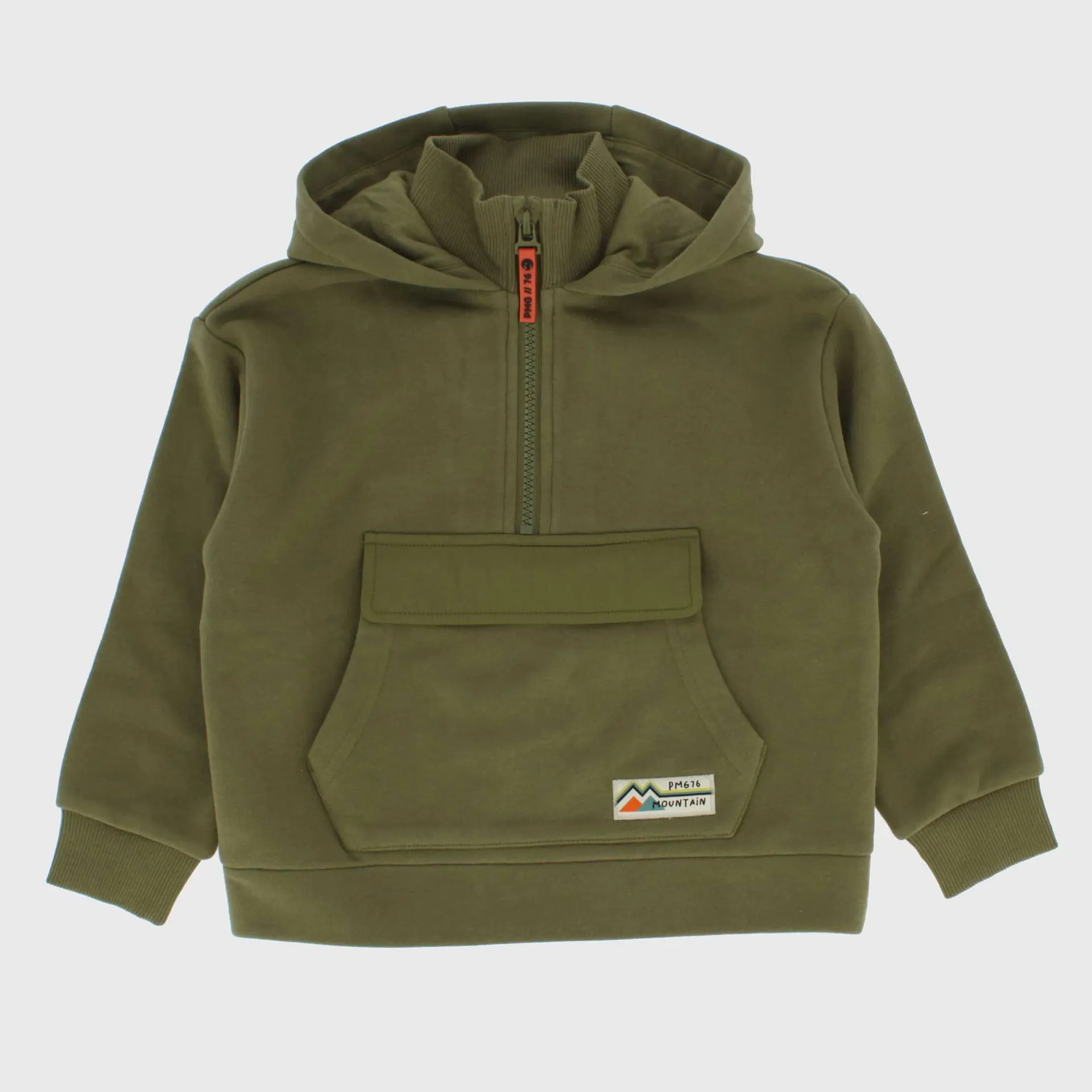 Felpa mezza zip da bambino, verde