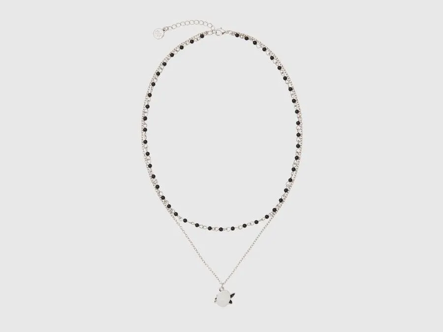 Collana doppio filo con pendente mirtillo bianco