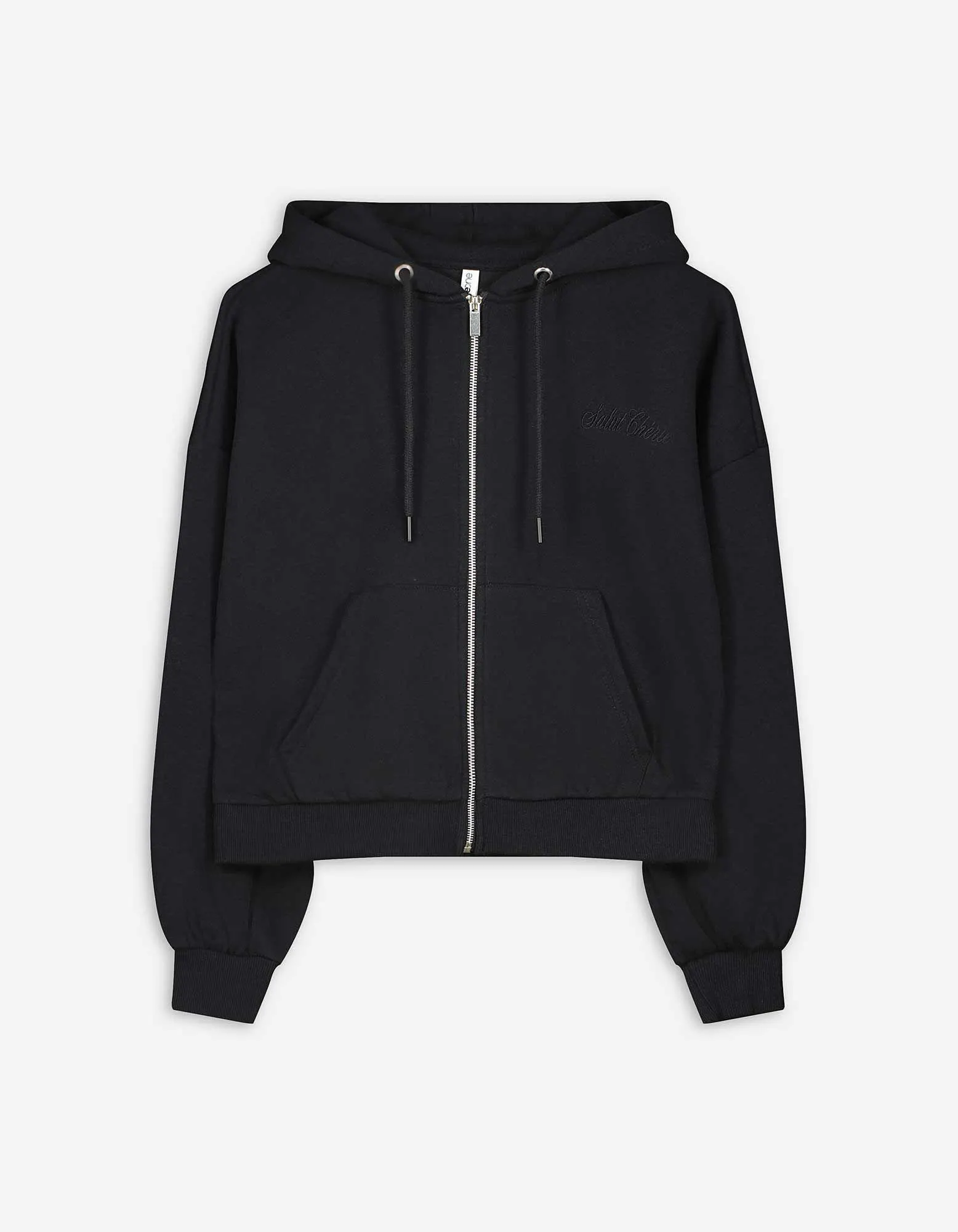 Felpa aperta - Cappuccio con coulisse - nero