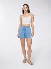 Shorts denim con coulisse Blu denim chiaro