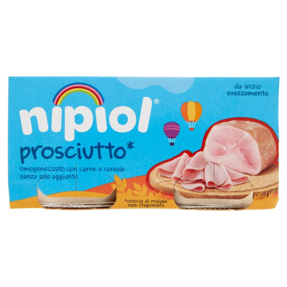 nipiol prosciutto* omogeneizzato con carne e cereale 2 x 80 g