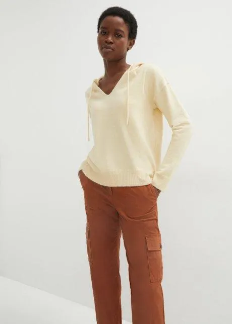 Maglione con scollatura a V e cappuccio