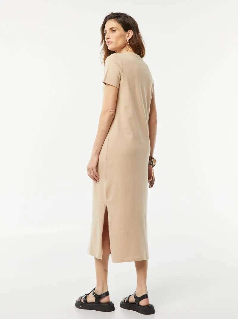 Vestito t-shirt lungo - BEIGE