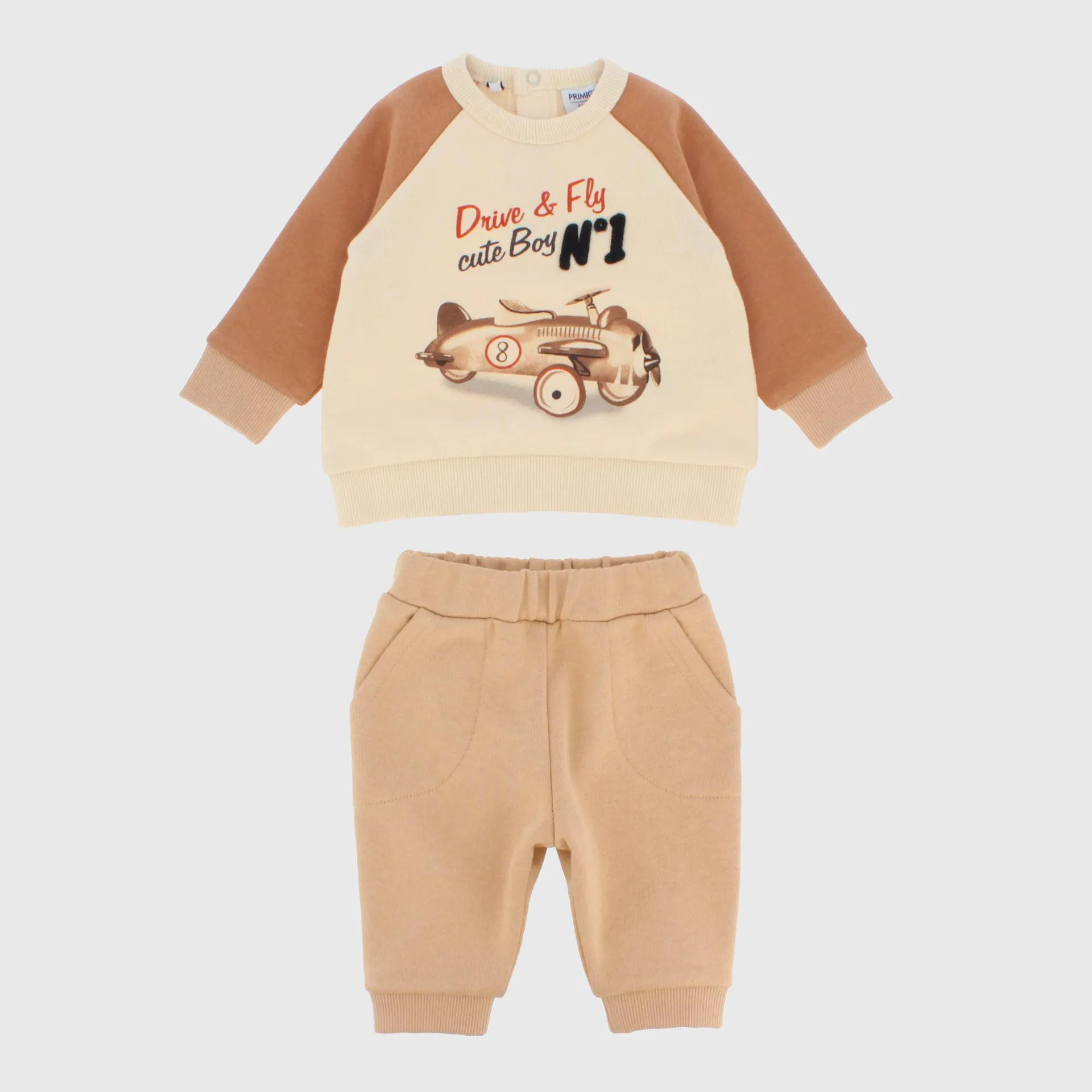 Completo due pezzi da neonato, beige