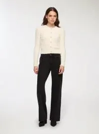 Cardigan effetto pelo con bottoni decorativi Bianco lana