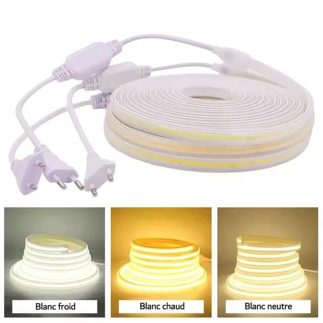 Striscia LED 220V AC COB Silicone FLEX IP65 - 1 Metro 3000K Bianco Caldo