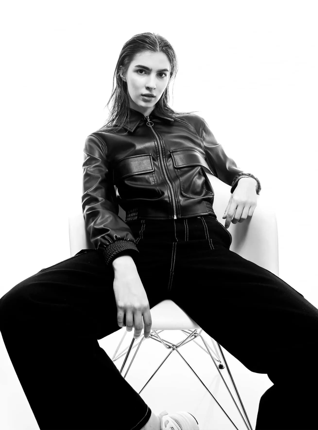 Bomber effetto pelle Nero