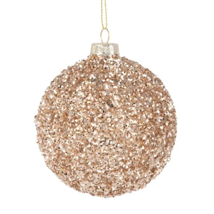 Pallina di Natale in vetro con pepite dorate - Lotto di 6