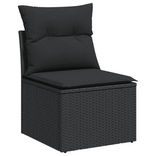 Divano Giardino,Divano per esterno,Sofà Senza Braccioli con Cuscini Nero in Polyrattan CFW42334