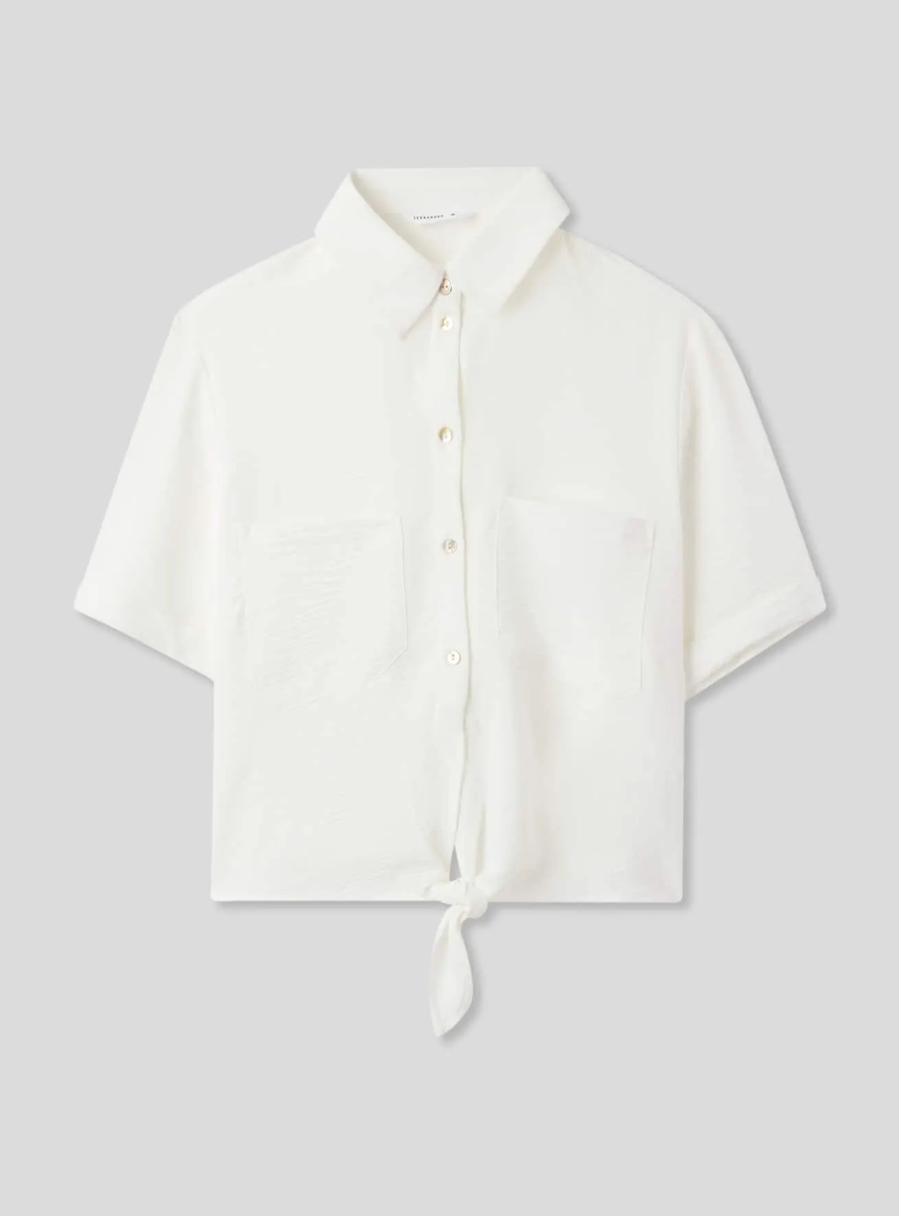 Camicia crop con nodo Bianco lana