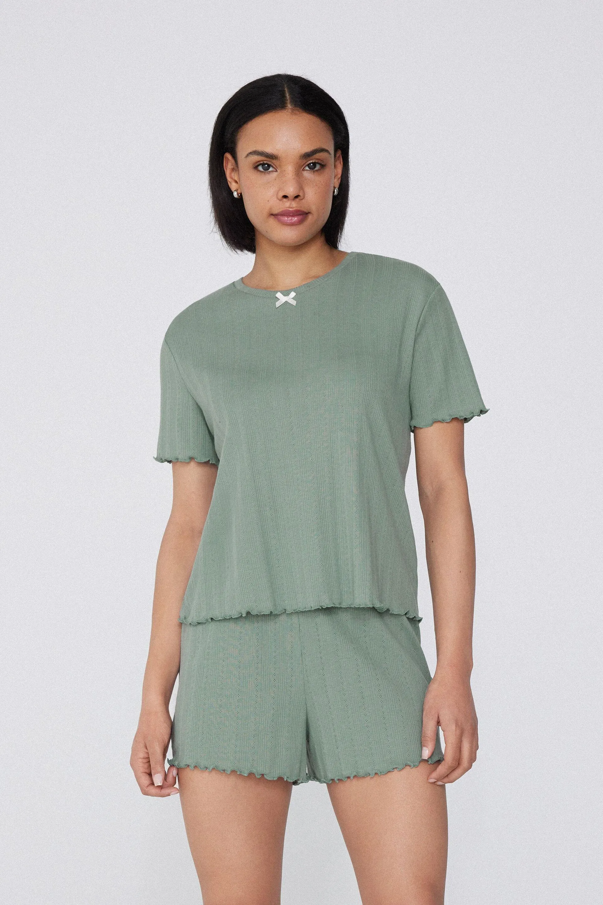 Pigiama Corto Mezza Manica Cotone Pointelle Fantasy