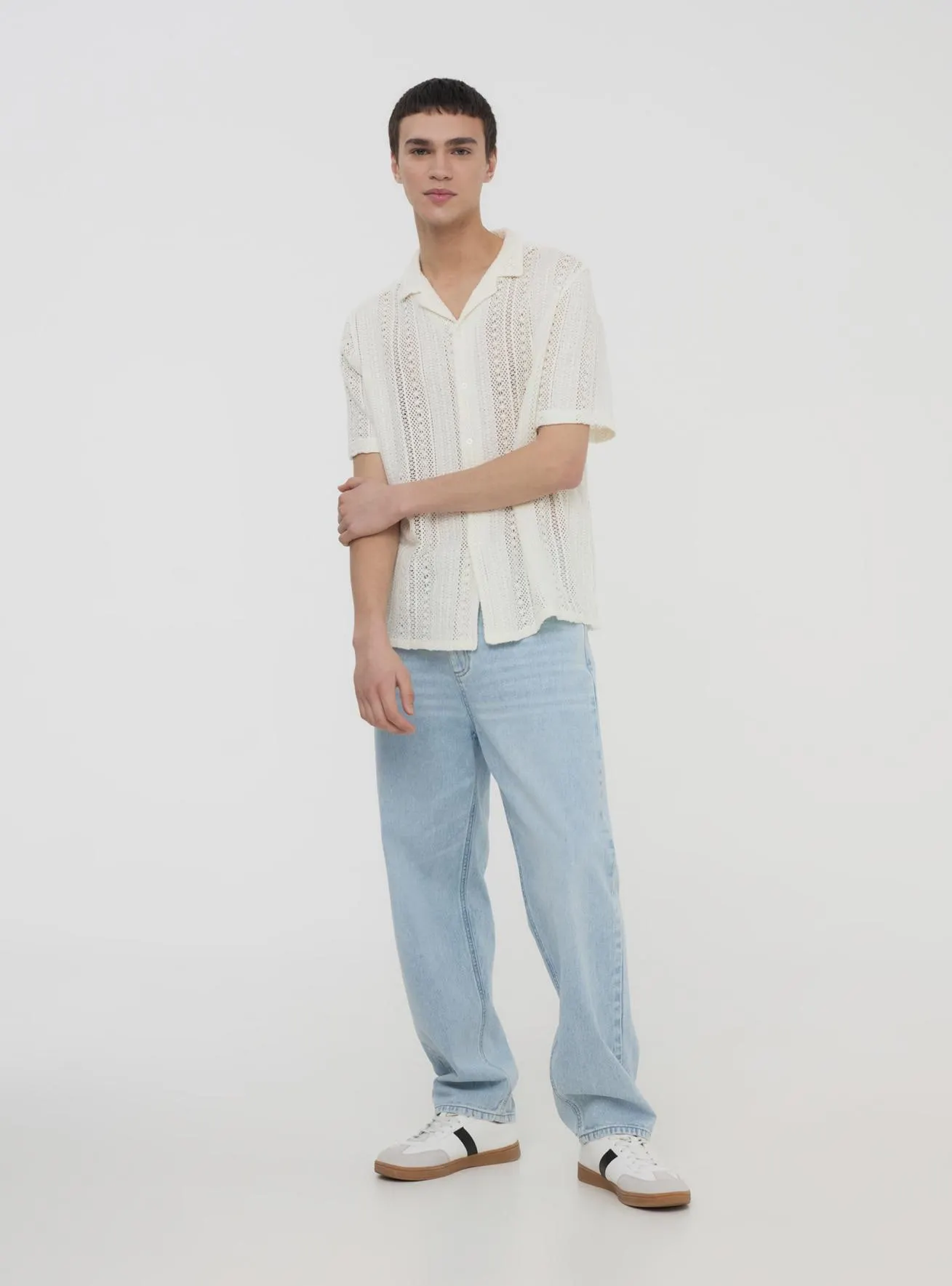 Camicia bowling crochet Bianco lana