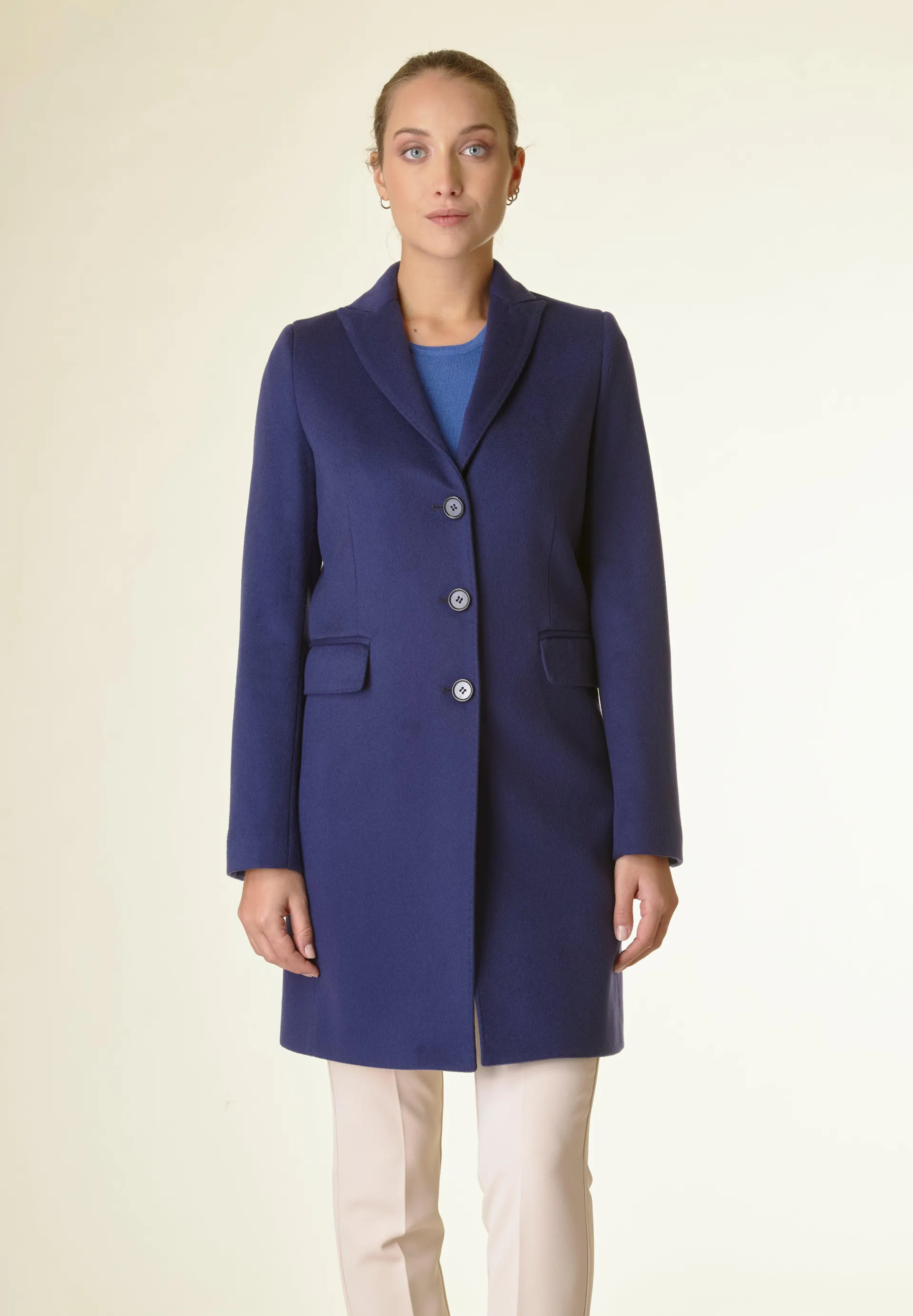 Cappotto blu corto lana cashmere