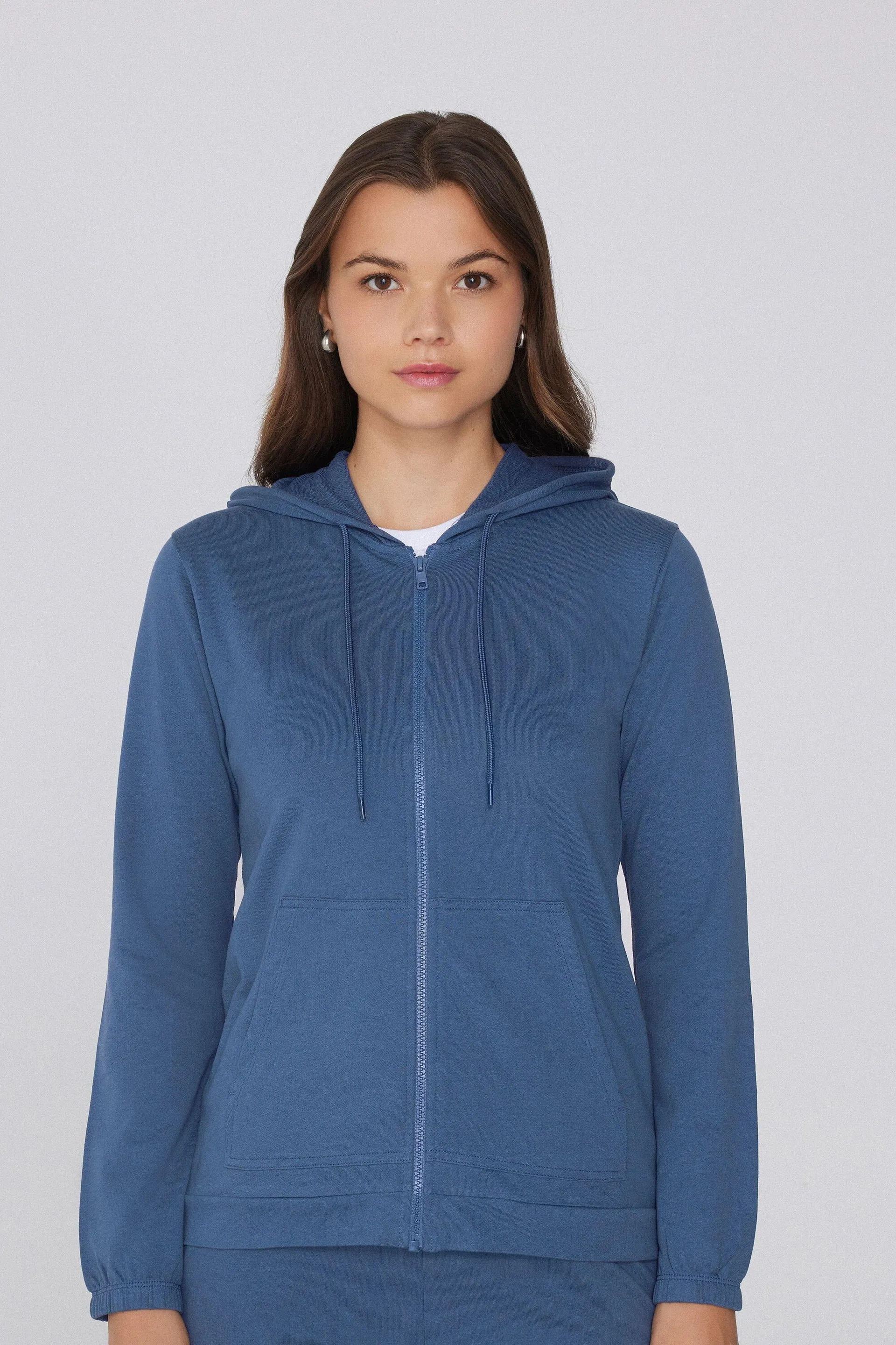 Felpa Leggera Cappuccio con Zip e Coulisse