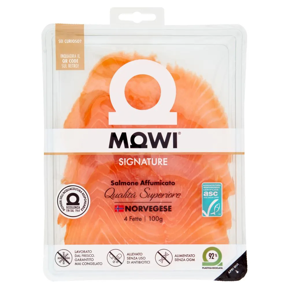 Mowi Signature Salmone Affumicato Norvegese Qualità Superiore 4 Fette 100 g
