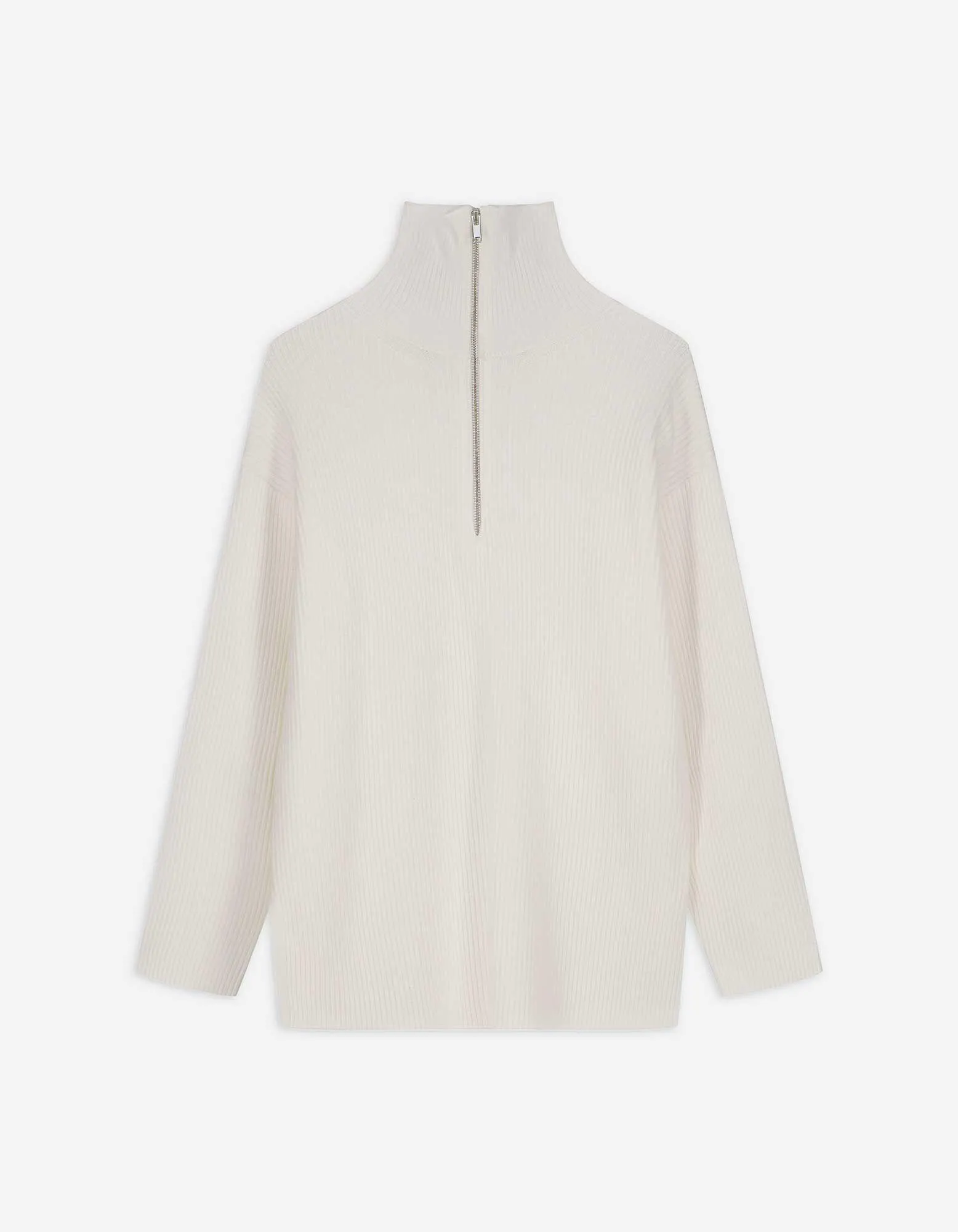 Pullover - Zip - bianco