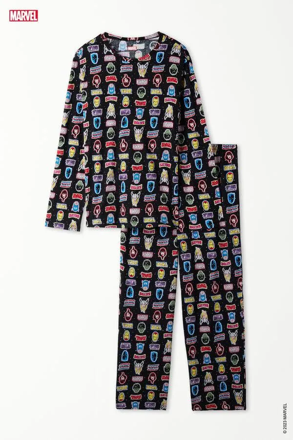Pigiama Lungo Cotone Stampa Marvel