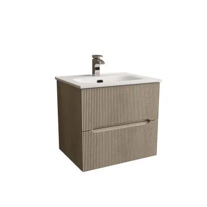 Mobile bagno base con lavabo in ceramica sospeso Zeus 64x77x49 cm legno chiaro